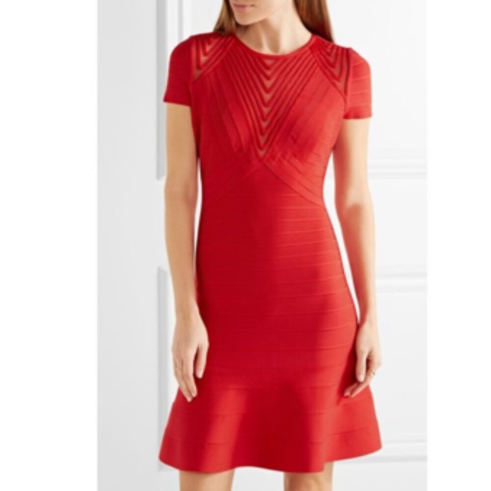 Herve Leger HILLARY Midi Red Dress Size S